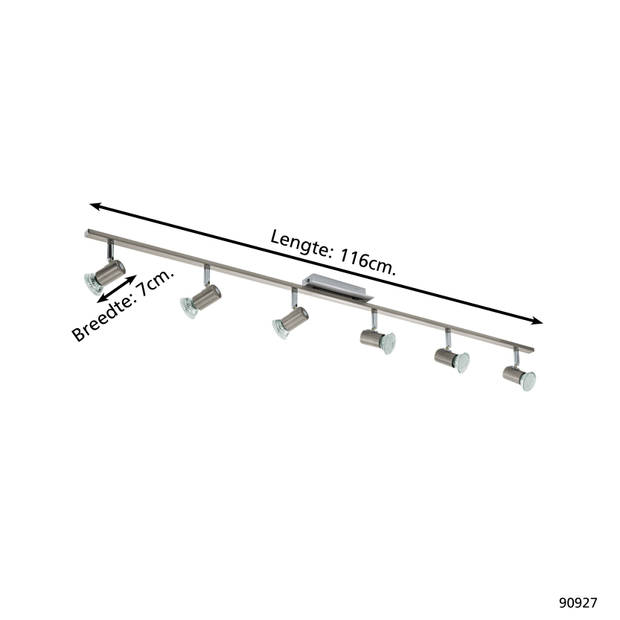 EGLO Rottelo - Plafondspots - 6 Lichts - Nikkel-Mat, Chroom