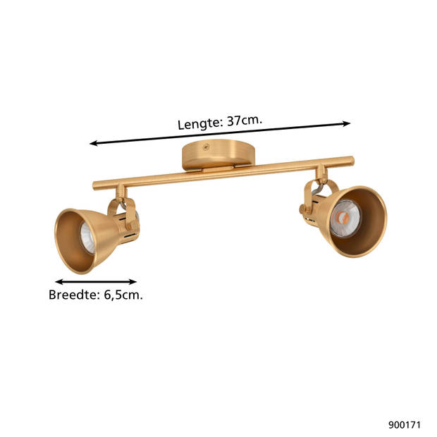 EGLO Seras Spot - GU10 - 2 lichts - 37 cm - Goud