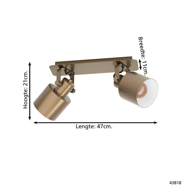 EGLO Southery Spot - E27 - 2 lichts - 47 cm - Goud/Crème