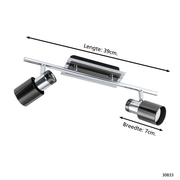EGLO Davida 1 - Plafondspots - 2 Lichts - Nikkel-Nero