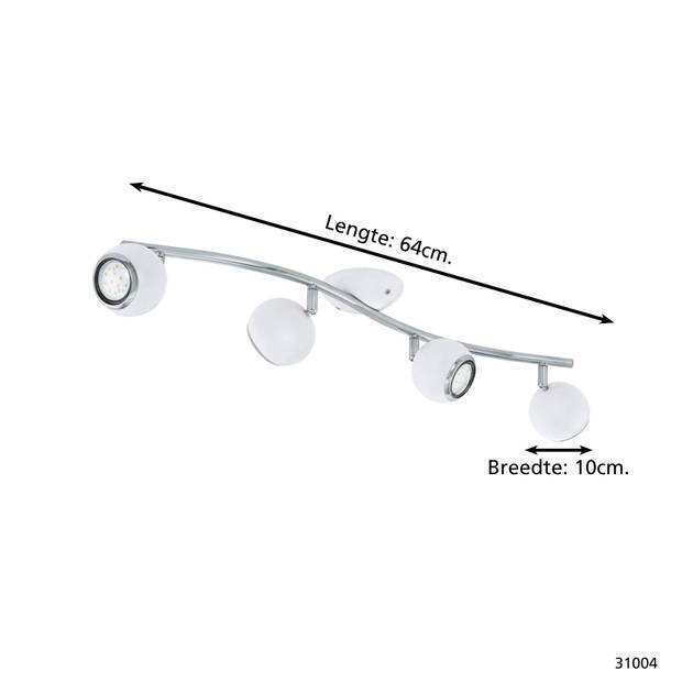 EGLO Bimeda - Spot - 4 Lichts - Wit, Chroom