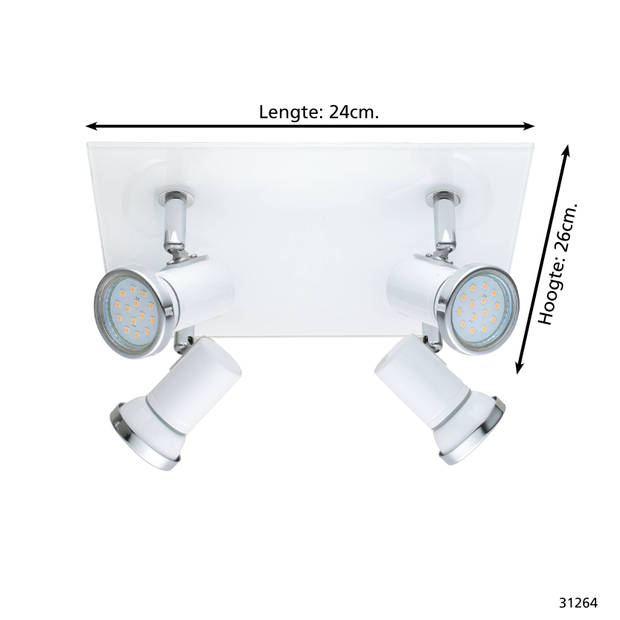 EGLO Tamara 1 - Spot - 4 Lichts - Wit, Chroom