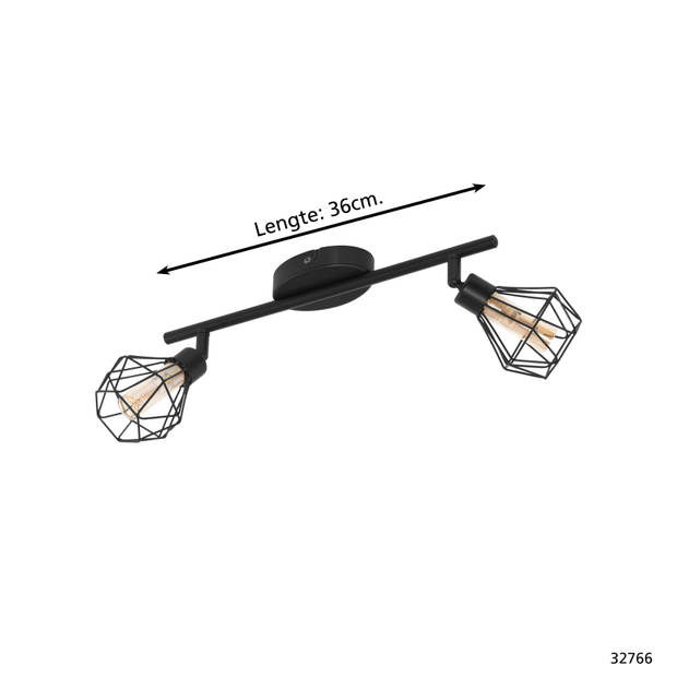 EGLO Zapata 1 - opbouwspot - 2-lichts - G9-LED - zwart/amberkleurig