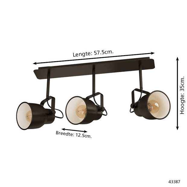 EGLO Mitchley Spot - E27 - 57,5 cm - Zwart/Crème