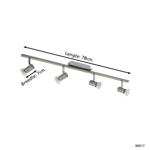 EGLO Rottelo - Plafondspots - 4 Lichts - Nikkel-Mat, Chroom