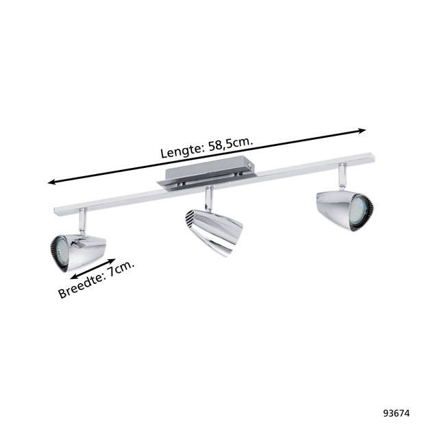 EGLO Corbera - Spot - 3 Lichts - Lengte 585mm. - Chroom