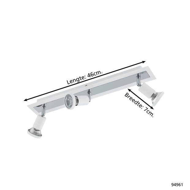 EGLO Sarria - Spot - 3 Lichts - Wit, Chroom