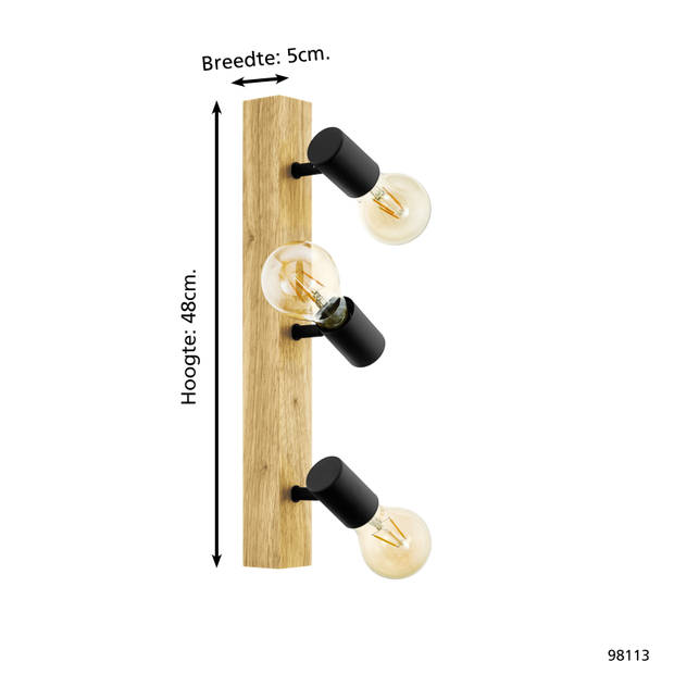 EGLO Townshend 3 Spot - 3 lichts - E27 - Bruin - Zwart