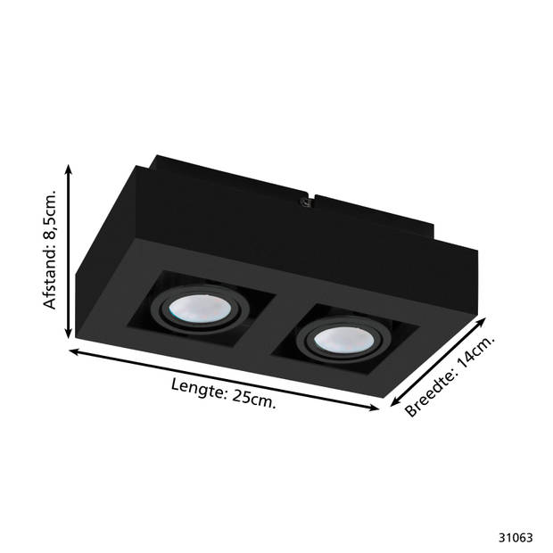 EGLO Mendoza Opbouwlamp - GU10 - 25 cm - Zwart