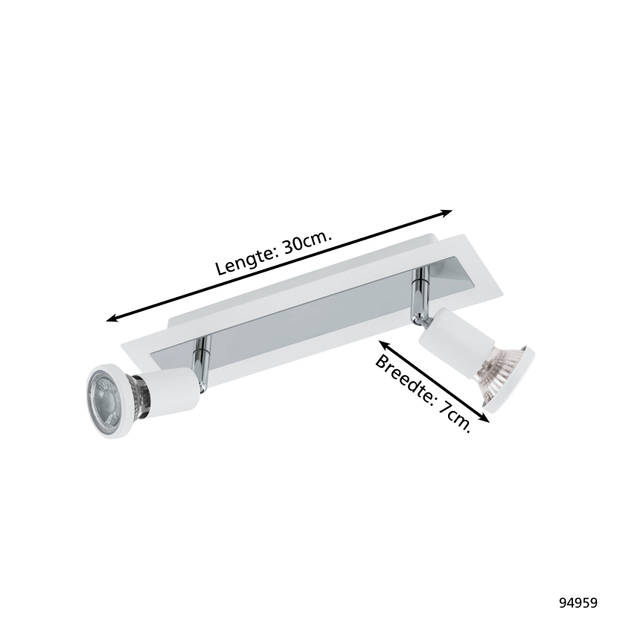 EGLO Sarria - Spot - 2 Lichts - Wit, Chroom