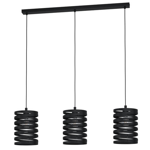 EGLO Cremella Hanglamp - E27(excl.) - 3 lichts - industrieel - 94 cm - Zwart