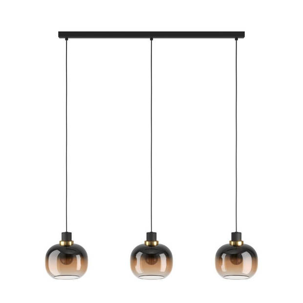 EGLO Oilella Hanglamp - E27 - 95 cm - Amber glas - Zwart