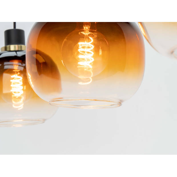 EGLO Oilella Hanglamp - E27 - 95 cm - Amber glas - Zwart