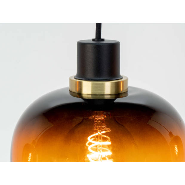 EGLO Oilella Hanglamp - E27 - 95 cm - Amber glas - Zwart