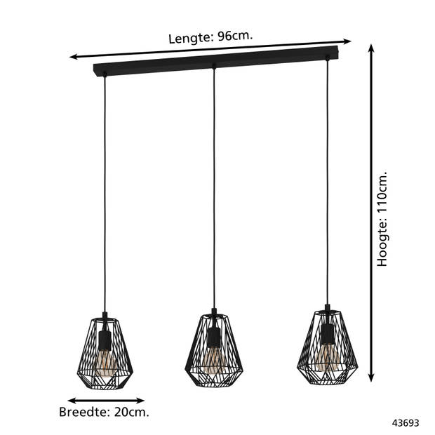 EGLO Stype Hanglamp - E27 - 96 cm - Zwart
