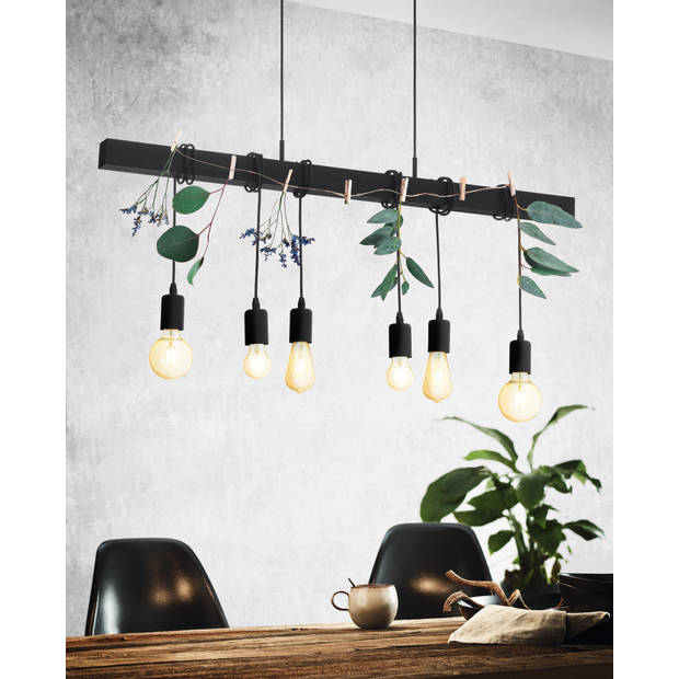 EGLO Townshend Hanglamp - E27 - 100 cm - Zwart