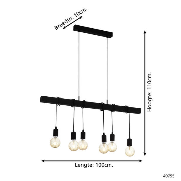 EGLO Townshend Hanglamp - E27 - 100 cm - Zwart