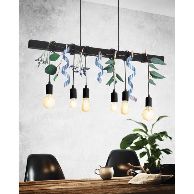 EGLO Townshend Hanglamp - E27 - 100 cm - Zwart