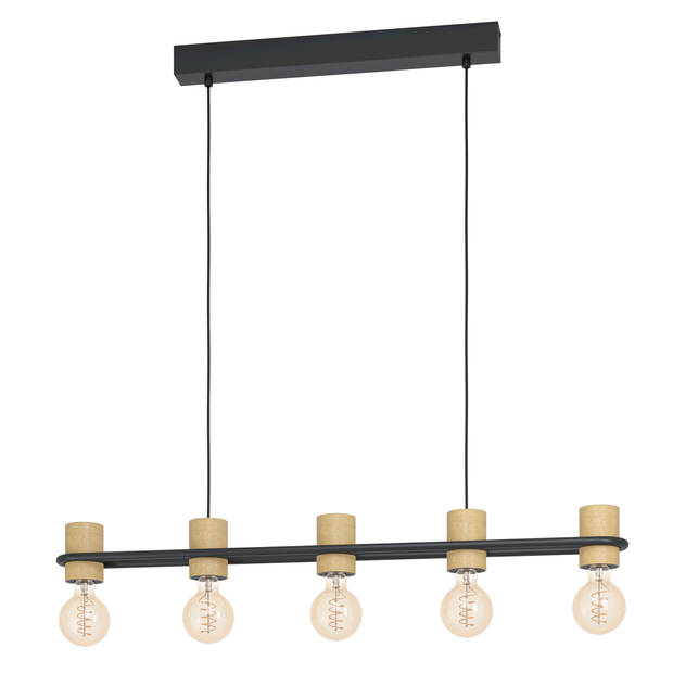 EGLO Chieveley Hanglamp - E27 - 88,5 cm - Zwart/Bruin