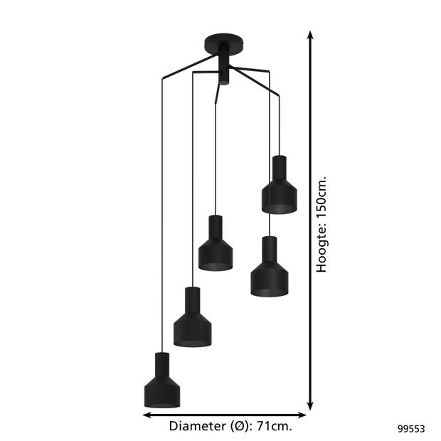 EGLO Casibare Hanglamp - E27 - Ø 71 cm - Zwart