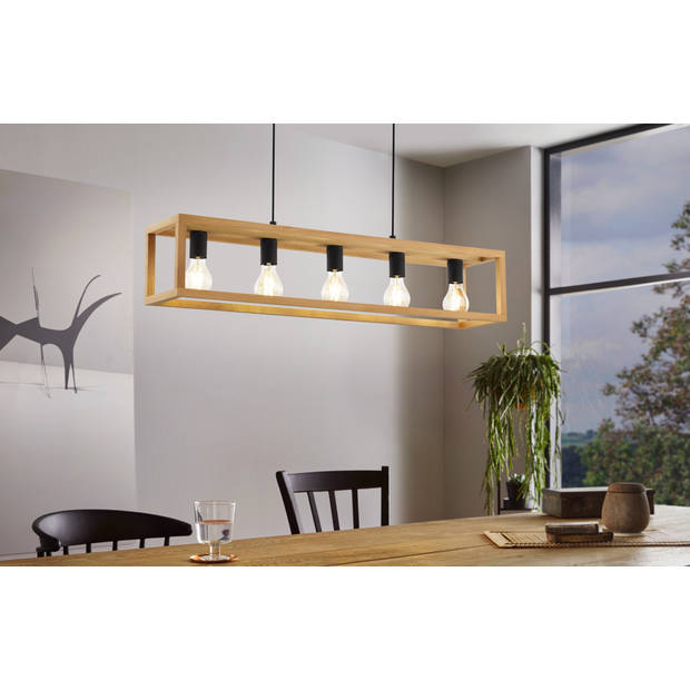 EGLO Blackcrown 1 Hanglamp - E27 - 100 cm - Zwart/Bruin