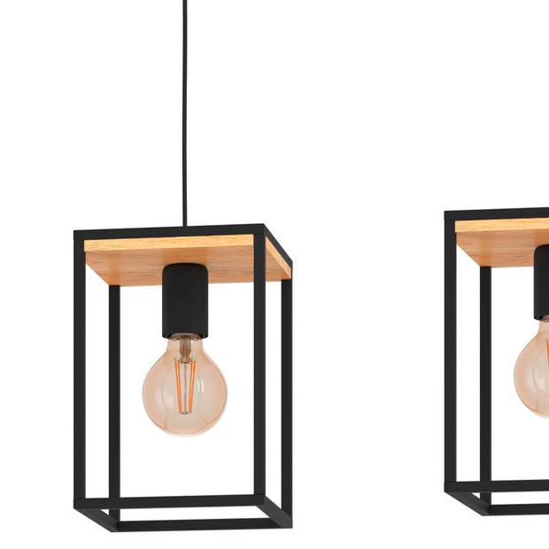 EGLO Libertad Hanglamp - E27 - 88 cm - Zwart/Bruin