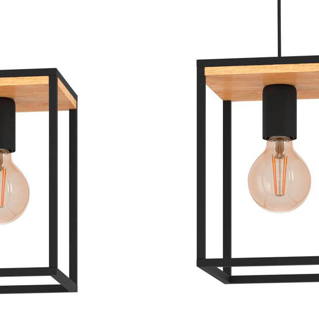 EGLO Libertad Hanglamp - E27 - 88 cm - Zwart/Bruin