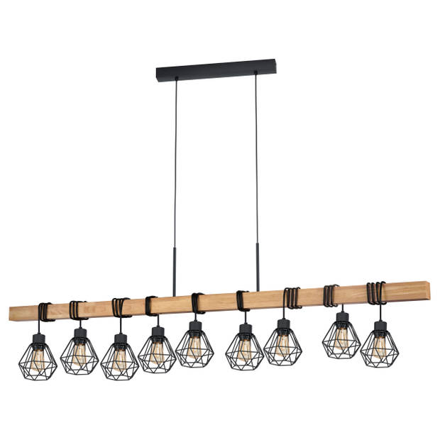 EGLO Townshend 5 Hanglamp - E27 - 150 cm - Zwart/Bruin