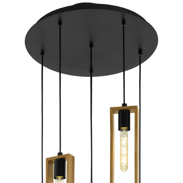 EGLO Littleton Hanglamp - E27 - Ø 50 cm - Zwart/Bruin