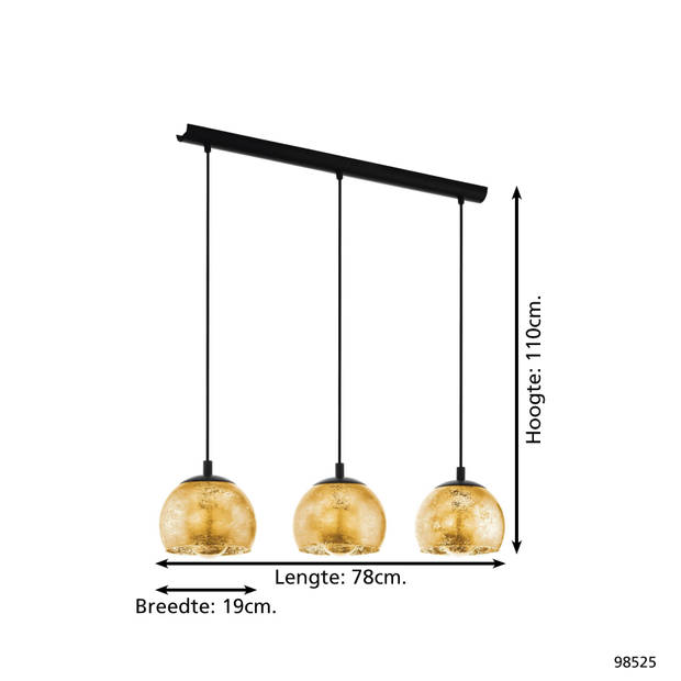 EGLO Albaraccin Hanglamp - E27 - 78 cm - Zwart/Goud