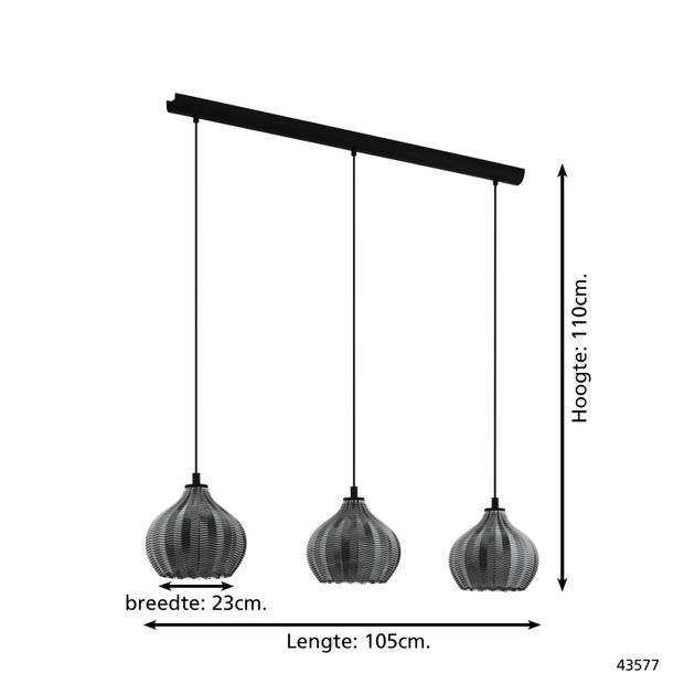 EGLO Tamallat Hanglamp - E27 - 105 cm - Zwart