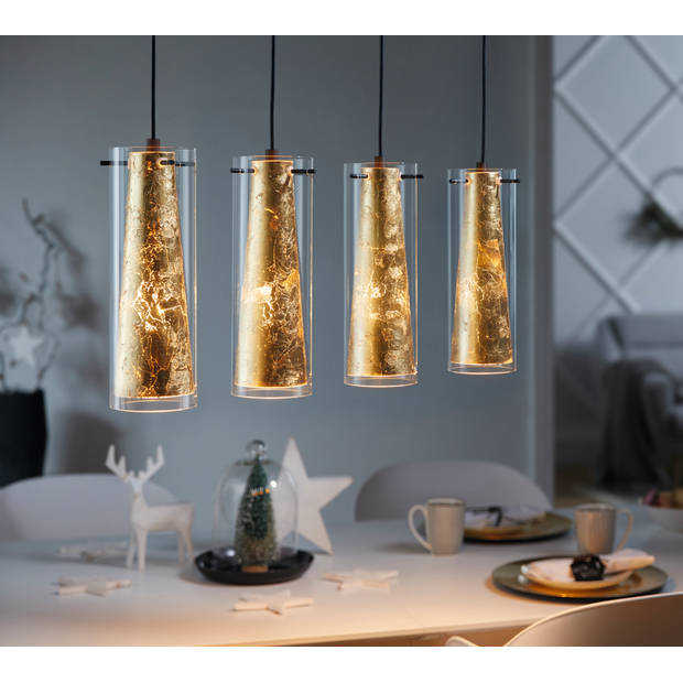 EGLO Pinto Gold Hanglamp - E27 - 90,5 cm - Zwart/Goud