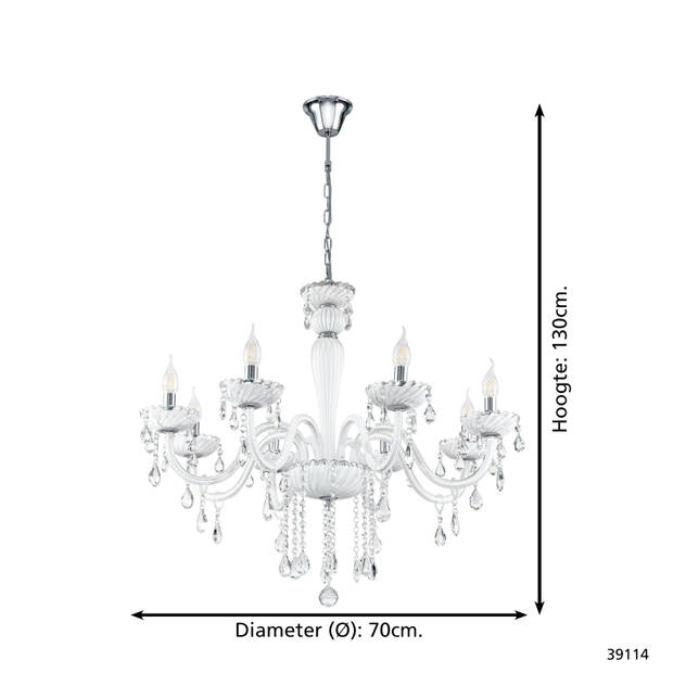 EGLO Carpento Hanglamp - E14 - Ø 70 cm - Chroom/Wit