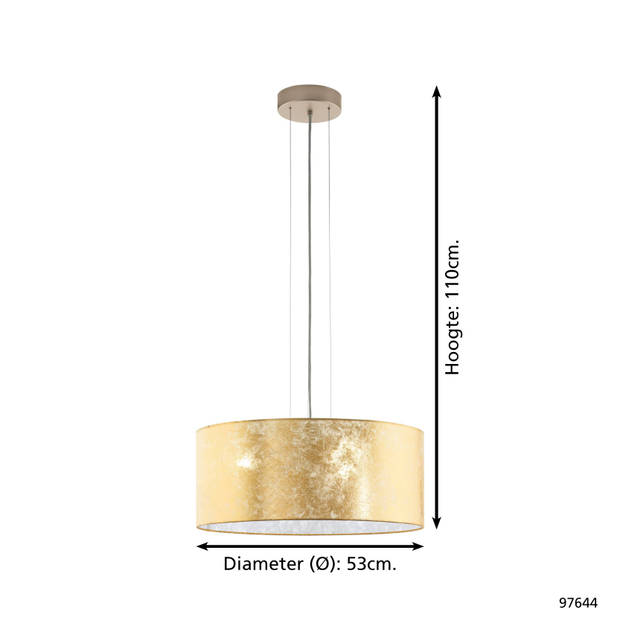 EGLO Viserbella Hanglamp - E27 - Ø 53 cm - Champagne/Goud