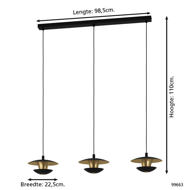 EGLO Nuvano Hanglamp - GU10 - 98,5 cm - Zwart/Goud