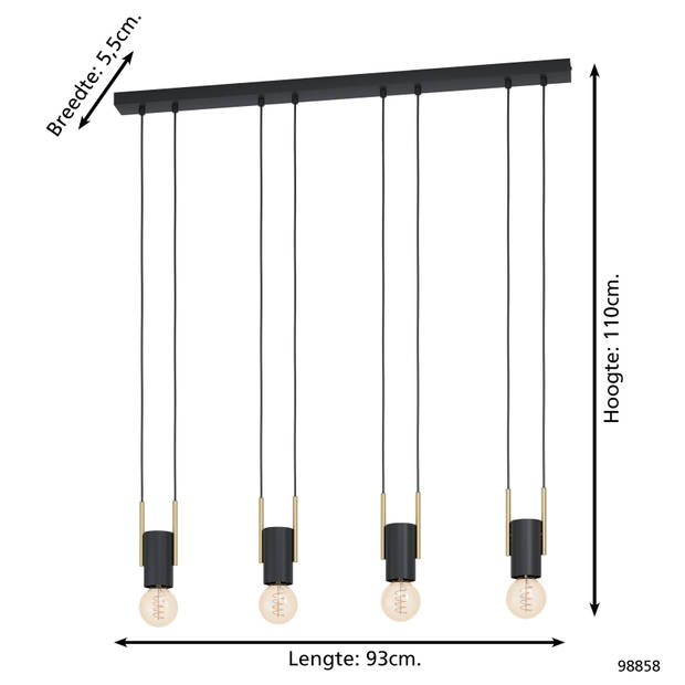 EGLO Bitachito Hanglamp - E27 - 93 cm - Zwart/Koper