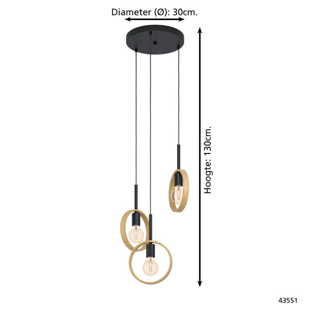 EGLO Ipsden Hanglamp - E27 - Ø 30 cm - Zwart/Bruin