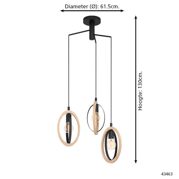 EGLO Basildon Hanglamp - E27 - Ø 61,5 cm - Zwart/Bruin