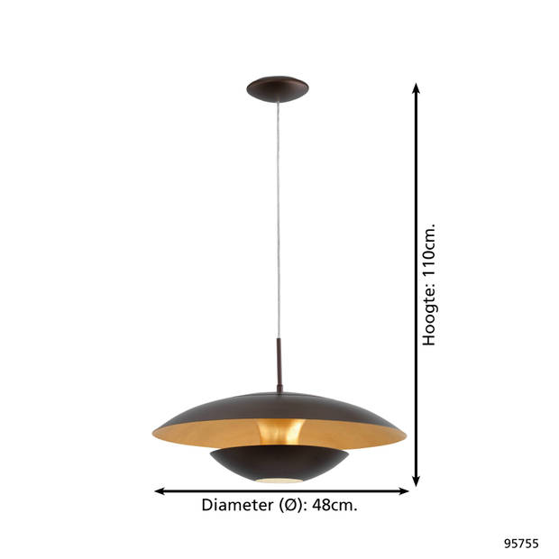 EGLO Nuvano Hanglamp - 1 Lichts - E27 - Ø480mm. - Bruin Goud