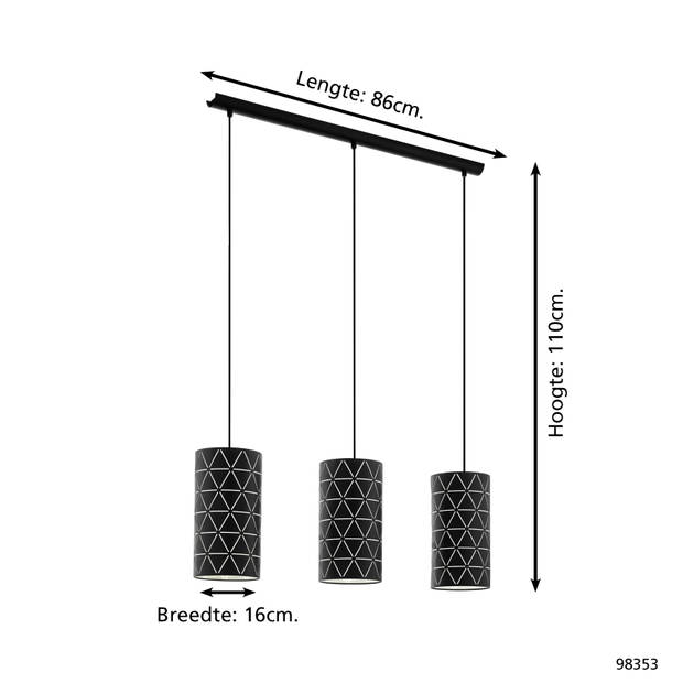 EGLO Ramon Hanglamp - 3 lichts - E27 - Zwart