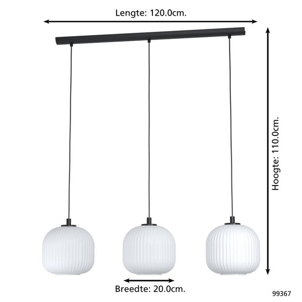 EGLO Mantunalle - Hanglamp - E27 - 120 cm - Zwart