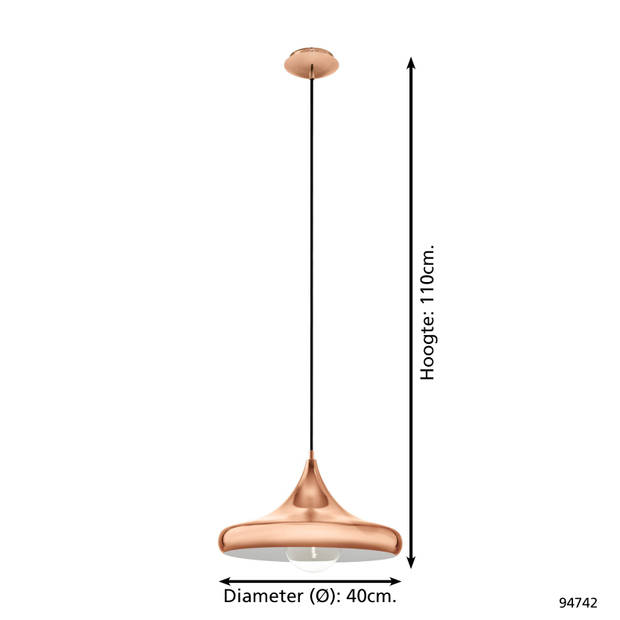 EGLO Coretto 2 - Hanglamp - 1 Lichts - Ø400mm. - Koperkleurig