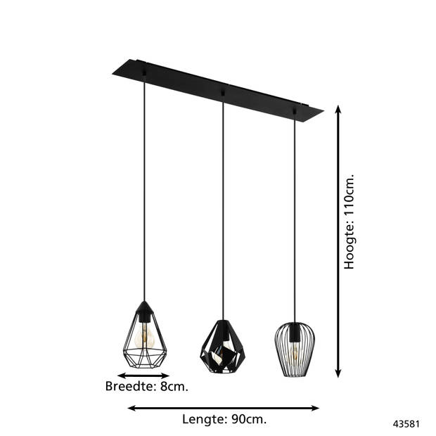 EGLO Distaff Hanglamp - E27 - 90 cm - Zwart