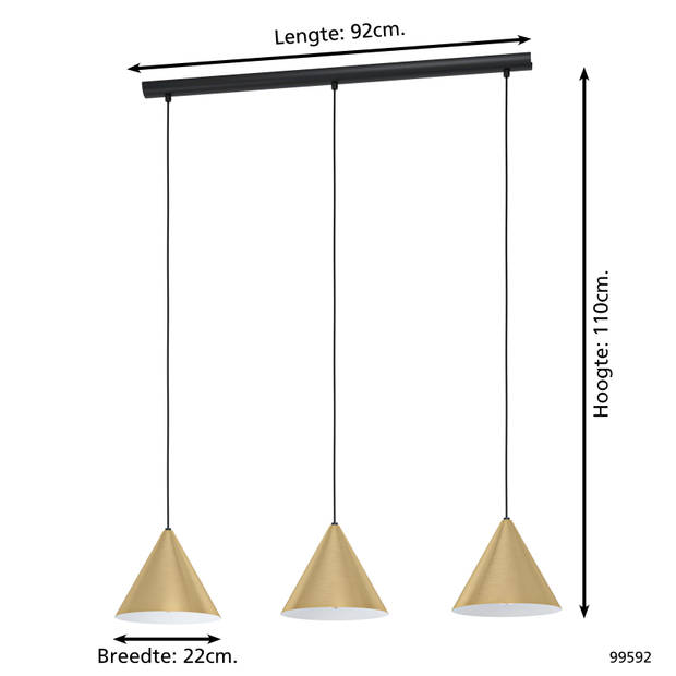 EGLO Narices Hanglamp - E27 - 92 cm - Zwart/Goud