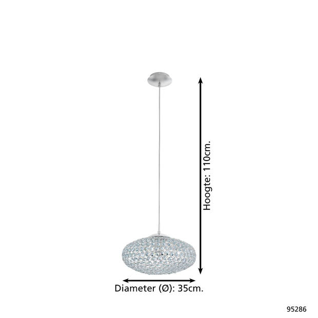 EGLO Clemente - Hanglamp - 1 Lichts - Ø35cm - Chroom - Helder