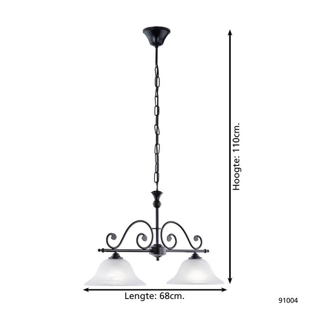 EGLO Murcia - Hanglamp - 2 Lichts - Zwart - Wit
