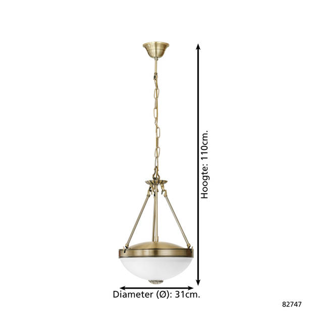 EGLO Savoy - Hanglamp - 1 Lichts - Ø310mm. - Brons - Wit