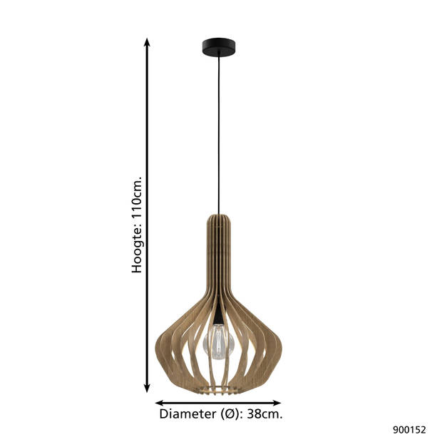 EGLO Velasco Hanglamp - E27 - Ø 38 cm - Ahorn/Zwart