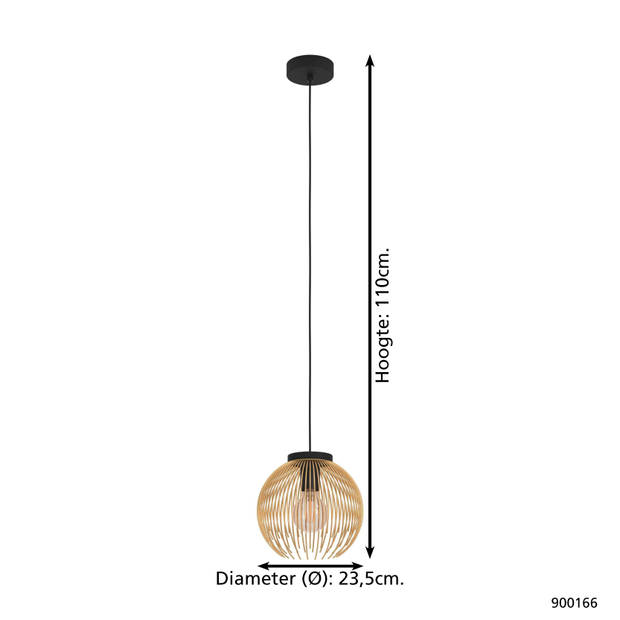 EGLO Venezuela Hanglamp - E27 - Ø 23,5 cm - Goud/Zwart