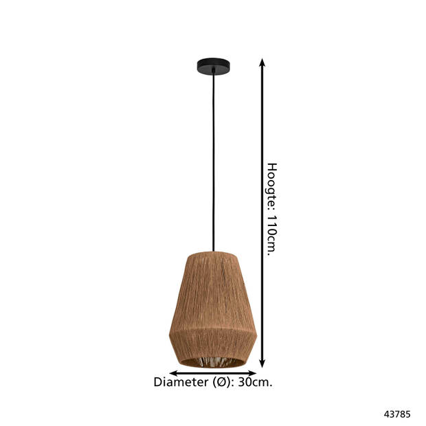 EGLO Alderney Hanglamp - E27 - Ø 30 cm - Zwart/Bruin